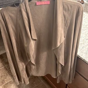 Faux leather, Cardigan, light brown, never worn